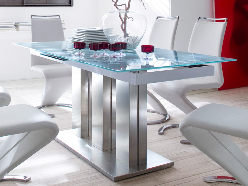 Glass Table Extendable Dining Table White Various Sizes Column Table Mason