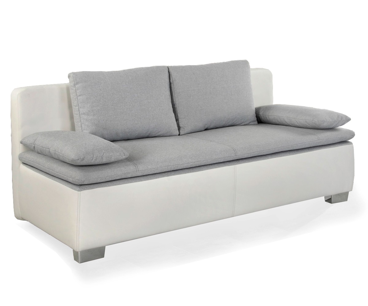 Schlafsofa Couch Duana 202x96cm Hellgrau Weiss Dauerschlfer