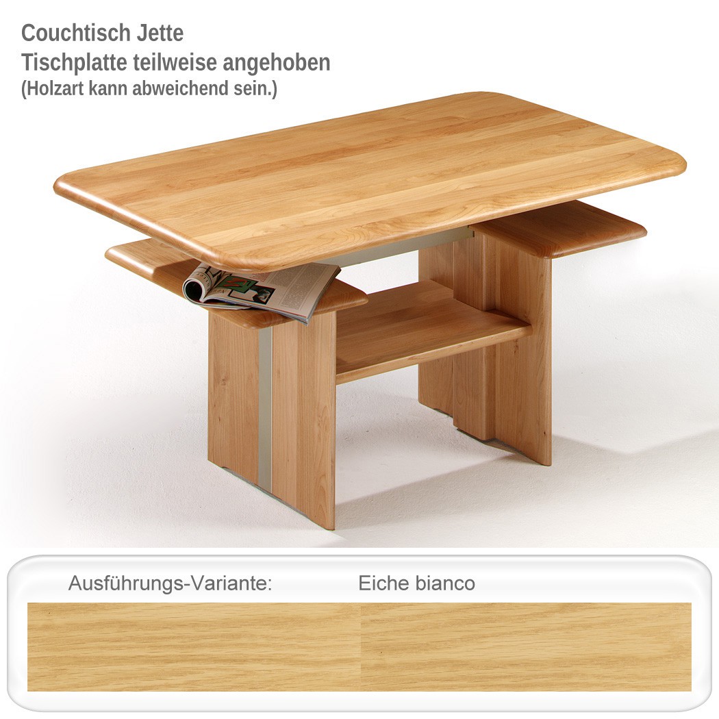 Couchtisch Jette 120x70x55 cm höhenverstellbar Eiche ...