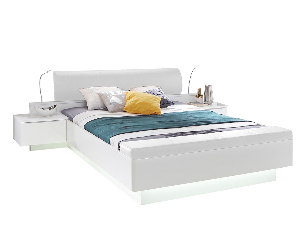 Doppelbett Sophie 1 Weiß 180x200 Ehebett Beleuchtung Rost Matratze Wohnbereiche Schlafzimmer